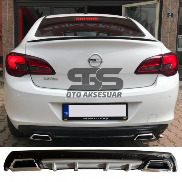 Opel Astra J Difüzör Arka Tampon Eki 2 Egzoz Çıkışlı Gri Lüx Tip ürün görseli 1
