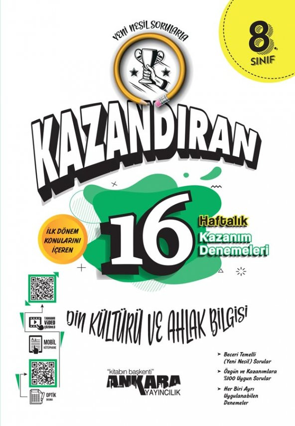 Ankara Yayınları 8.Sınıf LGS Kazandıran 16 Haftalık Din Kültürü Kazanım Denemeleri ürün görseli 1