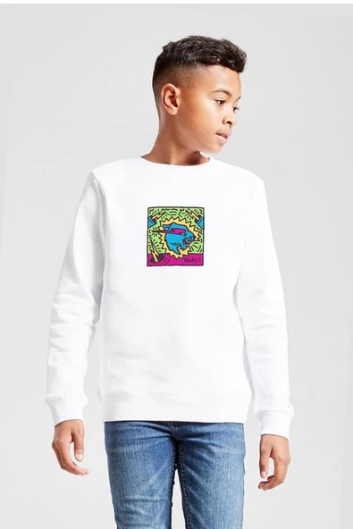 Mr Beast Doodle Beyaz Çocuk 2ip Sweatshirt ürün görseli 1