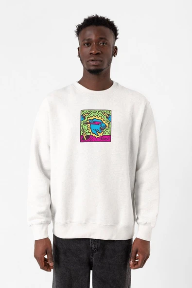 Mr Beast Doodle Beyaz Erkek 2ip Sweatshirt ürün görseli 1