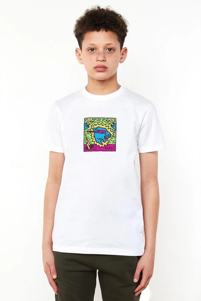 Mr Beast Doodle Beyaz Çocuk Bisikletyaka Tshirt ürün görseli 1