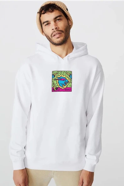 Mr Beast Doodle Beyaz Erkek 3ip Kapşonlu  Sweatshirt ürün görseli 1