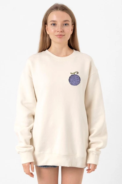 One Piece Anime Gomu Gomu Devil Fruit Ekru Kadın 2ip Sweatshirt ürün görseli 1