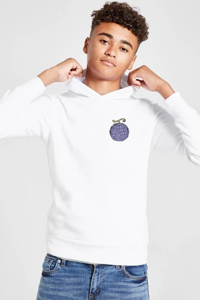 One Piece Anime Gomu Gomu Devil Fruit Beyaz Çocuk 3ip Kapşonlu  Sweatshirt ürün görseli 1