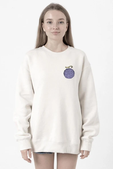 One Piece Anime Gomu Gomu Devil Fruit Beyaz Kadın 2ip Sweatshirt ürün görseli 1