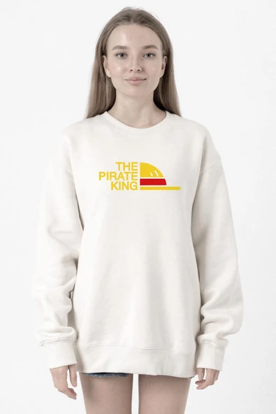 One Piece Anime Luffy The Pirate King Beyaz Kadın 2ip Sweatshirt ürün görseli 1