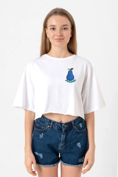 One Piece Anime Gura Gura Devil Fruit Beyaz Kadın Crop Tshirt ürün görseli 1