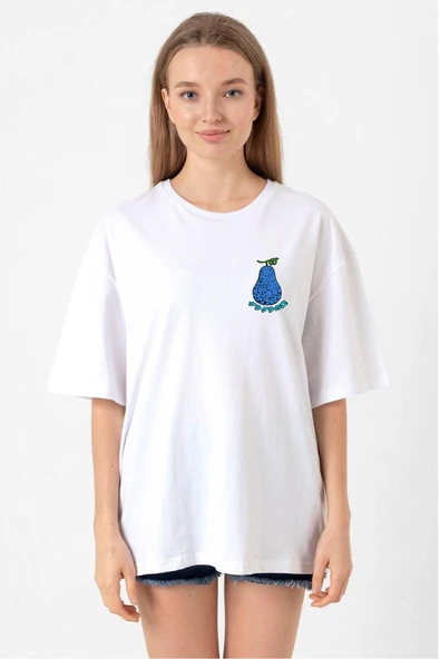 One Piece Anime Gura Gura Devil Fruit Beyaz Kadın Oversize Tshirt ürün görseli 1