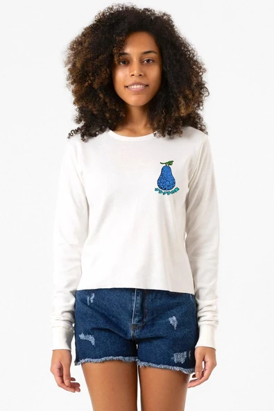 One Piece Anime Gura Gura Devil Fruit Ekstra Uzunkol Sweatshirt Ekru ürün görseli 1