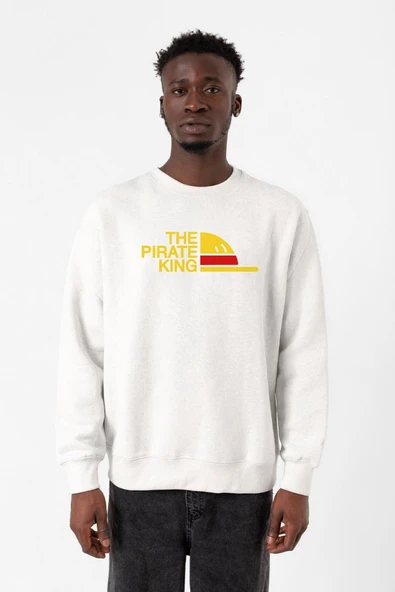 One Piece Anime Luffy The Pirate King Beyaz Erkek 2ip Sweatshirt ürün görseli 1