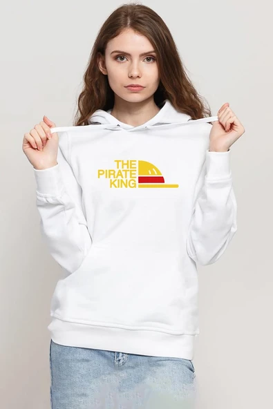One Piece Anime Luffy The Pirate King Beyaz Kadın 3ip Kapşonlu Sweatshirt ürün görseli 1
