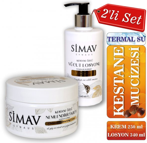 SİMAV Kestane Özlü ve Termal Sulu Cilt Bakım Seti 2li - Krem 250ml + Losyon 340ml ürün görseli 1