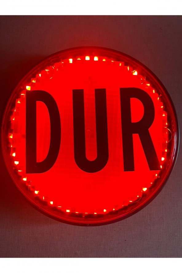 DUR LEVHASI YUVARLAK LEDLİ SERVİS ARAÇLARINA YÖNETMELİĞE UYGUN IŞIKLI DUR TABELASI ürün görseli 1
