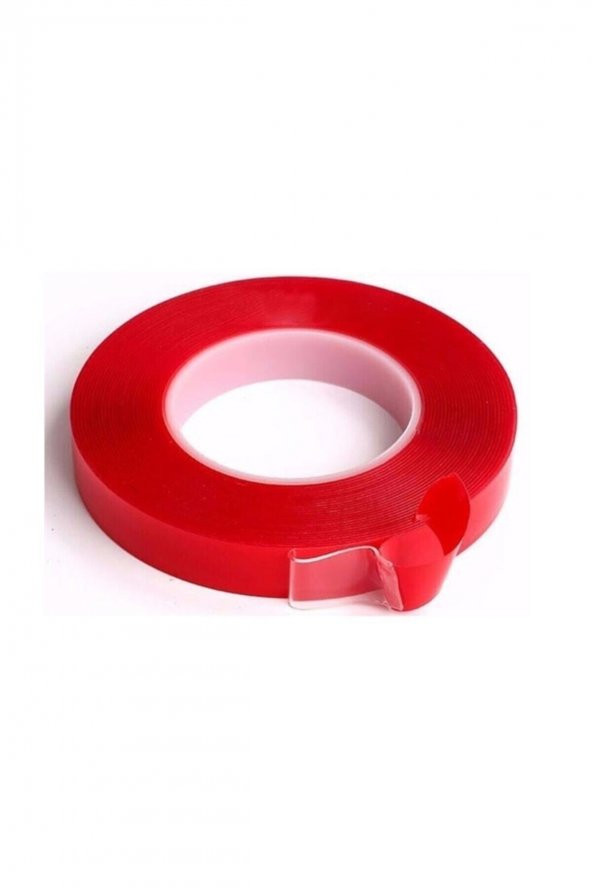 Çift Taraflı Bant 10 Mm X 5 Mt. Kırmızı Şeffaf ürün görseli 1