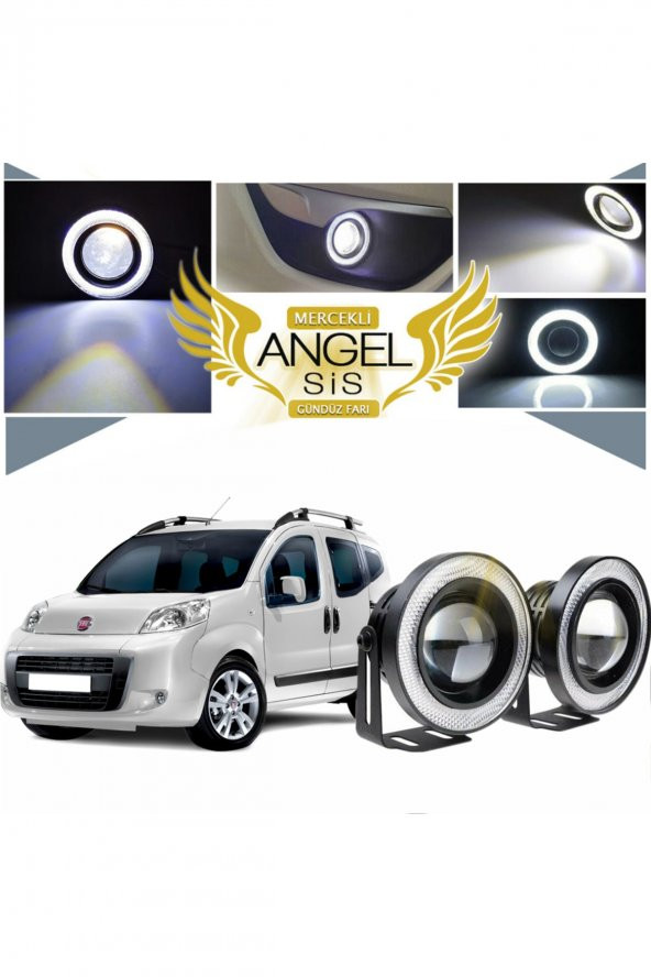 Fiat Fiorino Uyumlu, Universal Mercekli Led Angel Sis Farı, 76mm Beyaz Renk ürün görseli 1