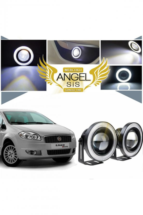 Fiat Linea Uyumlu Universal Mercekli Led Angel Sis Farı 76mm Beyaz Renk ürün görseli 1