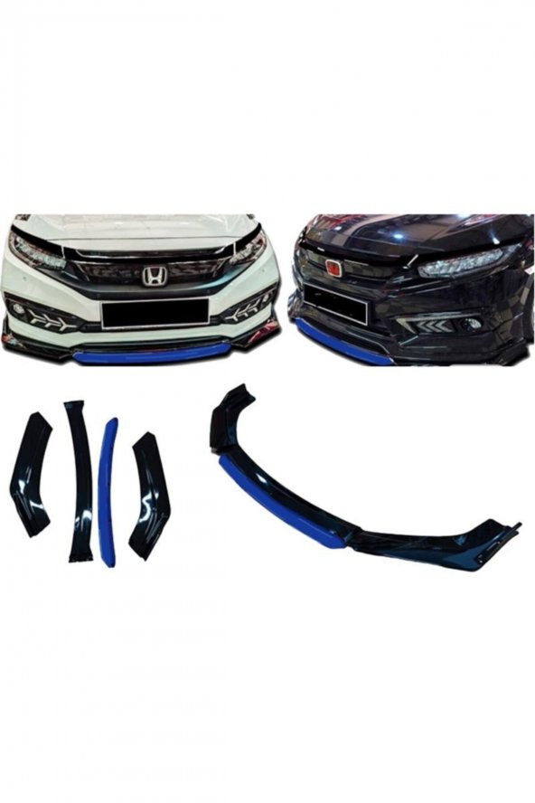 Peugeot 206 Uygun Universal Flaplı 4 Parça Lip Piano Black Mavi Dilli ürün görseli 1