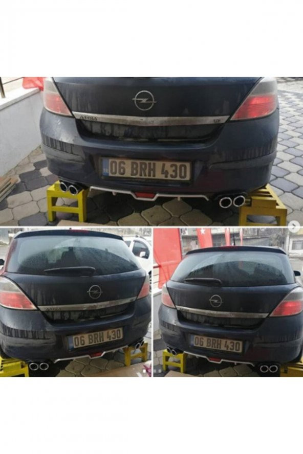 Opel Astra H 4 Çıkışlı Egzoz Görünümlü Arka Tampon Eki Difüzör ürün görseli 1