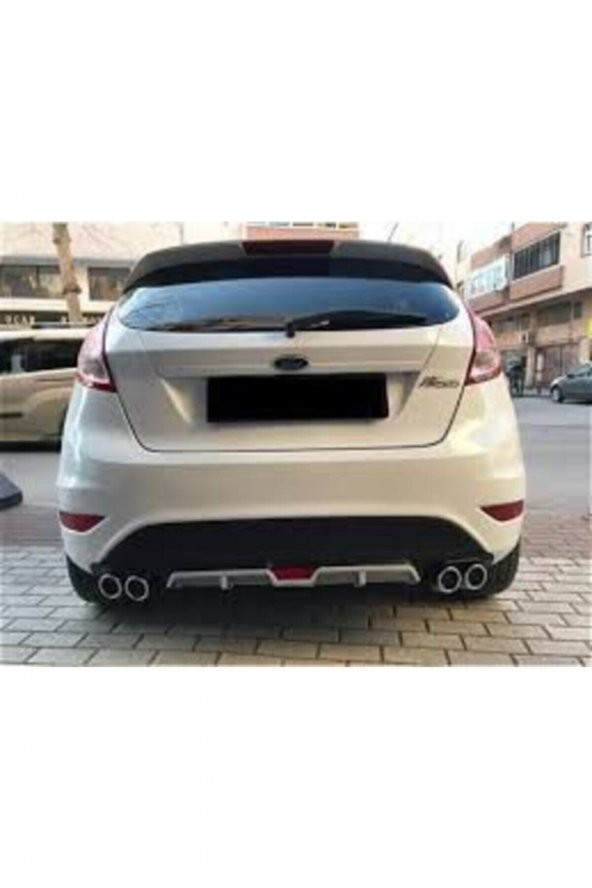 Ford Fiesta Difizör Çift Egzoz Görünümlü Gri Arka Tampon Eki ürün görseli 1