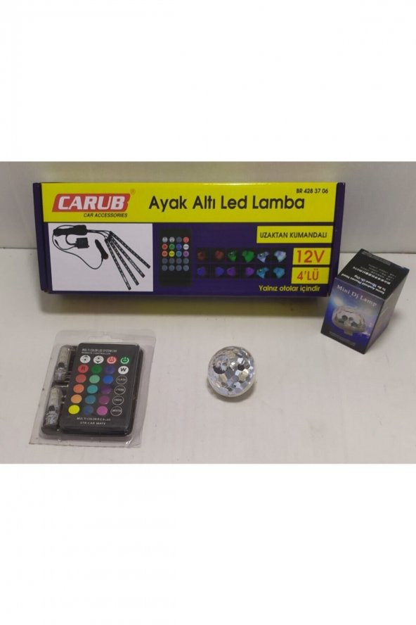Ayak Altı Led Uk Sese Duyarlı 12 Ledli 12v+disko Top+10 Park Ampulu Çakarlı U.k 3lü Set ürün görseli 1