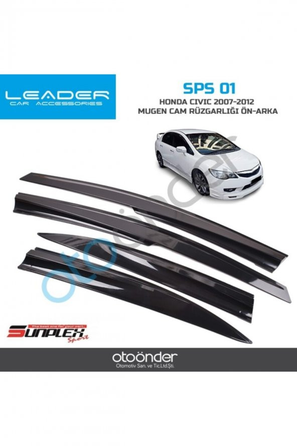 Honda Civic 2007-2012 Mügen Cam Rüzgarlığı Ön-arka ürün görseli 1
