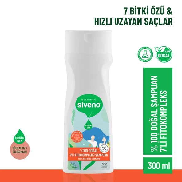 Siveno %100 Doğal Fitokompleks Şampuan 7 Değerli Bitki Yoğun Dökülme Karşıtı Dolgunlaştırıcı 300 ml ürün görseli