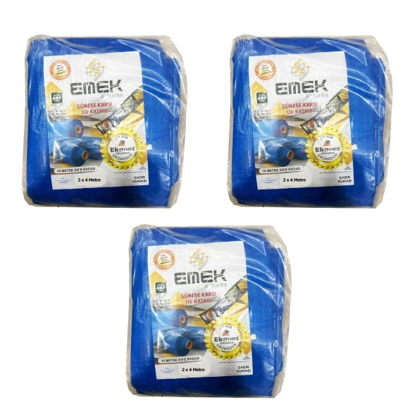 Emek Çadır Kumaşı Branda Tente UV Güneşlik Gölgelik Koruma Yağmur Su Geçirmez - 2x4 Metre - 3 Paket ürün görseli 1
