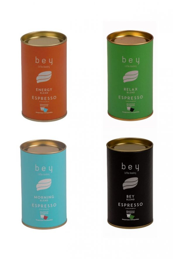 Bey Kahve Bey Coffee Roastery Tanışma Paketi Nespresso Uyumlu Aluminyum Kapsül Kahve Seti 4 x 10’lu ürün görseli 1