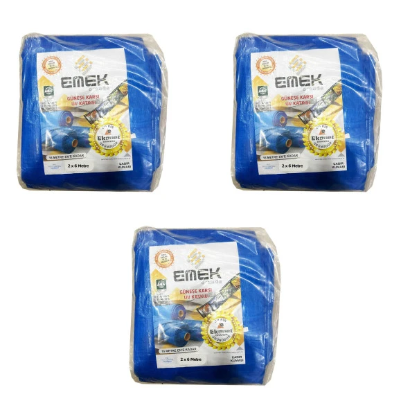 Emek Çadır Kumaşı Branda Tente UV Güneşlik Gölgelik Koruma Yağmur Su Geçirmez - 2x6 Metre - 3 Paket ürün görseli 1