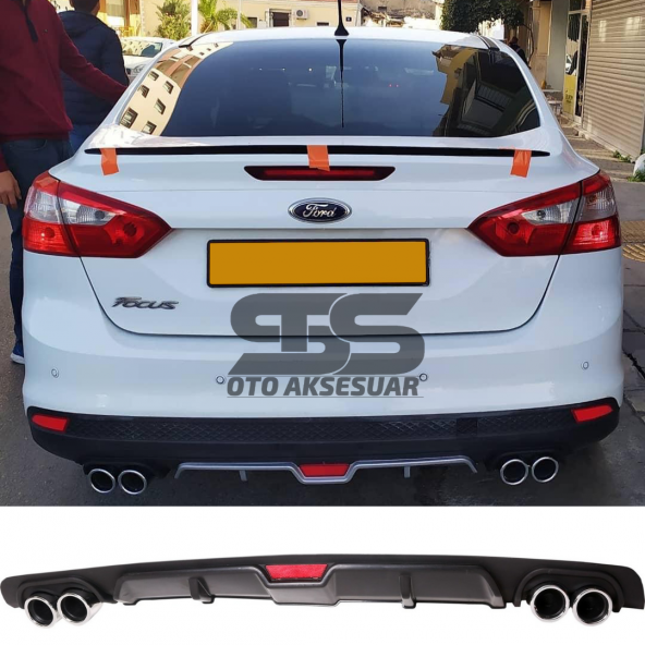 Ford Focus 3 Difüzör Arka Tampon Eki 4 Egzoz Çıkışlı Siyah ürün görseli 1