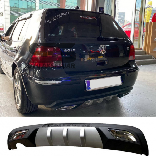 Volkswagen Golf 4 Difüzör Arka Tampon Eki 2 Egzoz Çıkışlı Gri ürün görseli 1