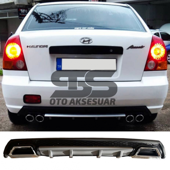 Hyundai Accent Admire Difüzör Arka Tampon Eki 2 Egzoz Çıkışlı Gri Lüx Tip ürün görseli 1
