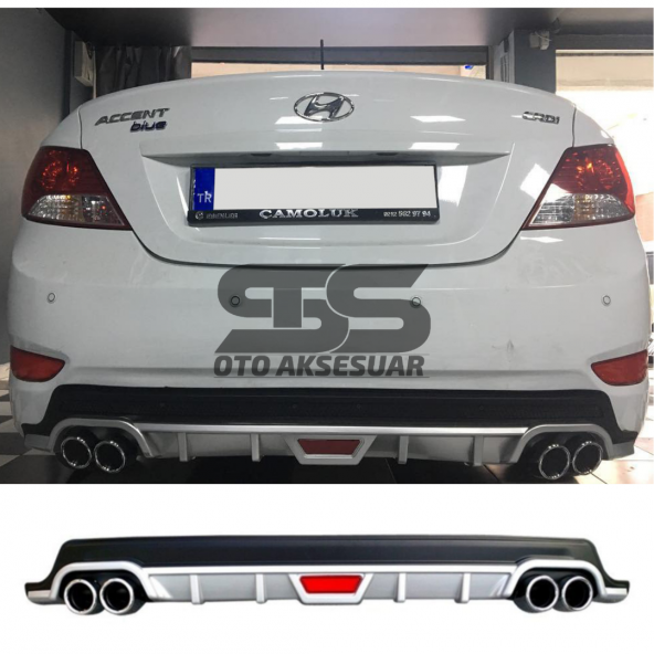Hyundai Accent Blue Difüzör Arka Tampon Eki 4 Egzoz Çıkışlı Gri Tip ürün görseli 1