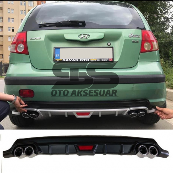 Hyundai Getz Difüzör Arka Tampon Eki 4 Egzoz Çıkışlı Siyah ürün görseli 1
