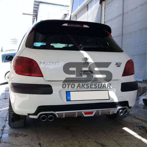 Peugeot 307 Difüzör Arka Tampon Eki 4 Egzoz Çıkışlı Gri Tip ürün görseli 1