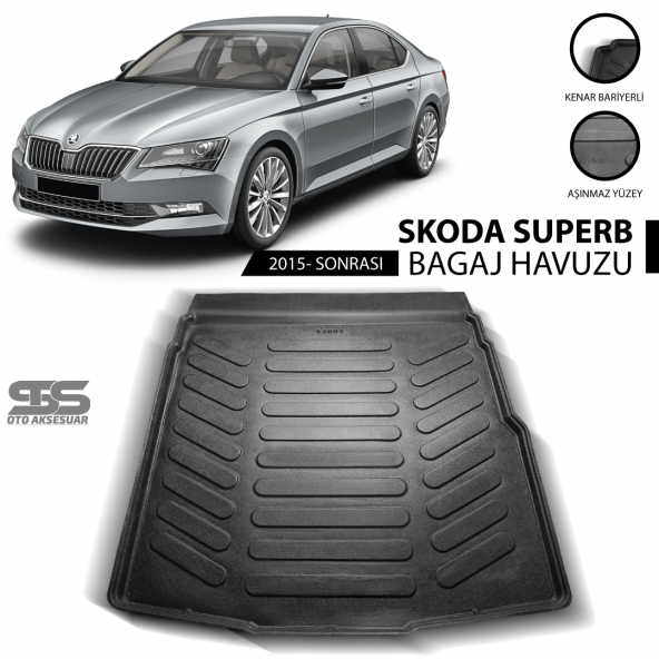 Skoda Super B Bagaj Havuzu 2015 Sonrası Havuzlu Bagaj Paspası ürün görseli 1