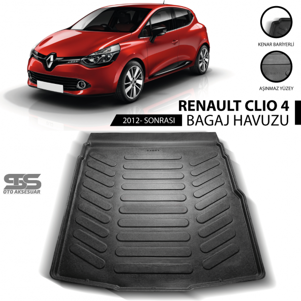 Renault Clio 4 Bagaj Havuzu 2012 Sonrası Havuzlu Bagaj Paspası ürün görseli 1