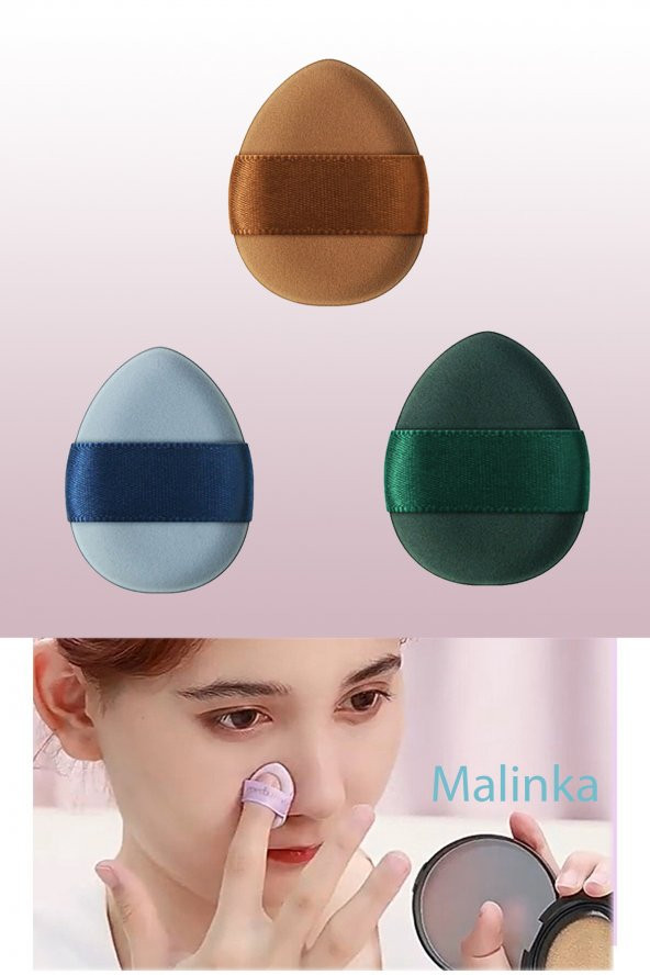 3 Adet Mini Kozmetik Puf Parmak Yüz Makyaj Sünger Göz Altı Kapatıcı Kuru Islak Bez Süngeri Concealer ürün görseli 1