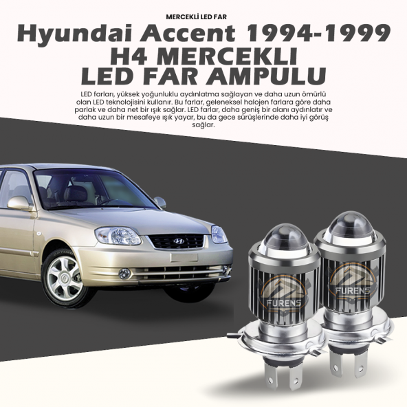 Hyundai Accent (1995-1999) Mercek Led Xenon Uzun - Kısa Çift Renk ürün görseli 1