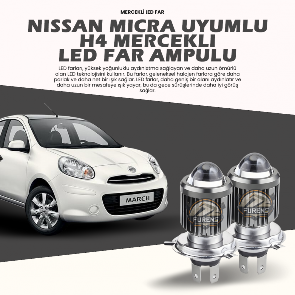 Nissan Micra Uyumlu Mercek Led Xenon Uzun - Kısa Çift Renk ürün görseli 1