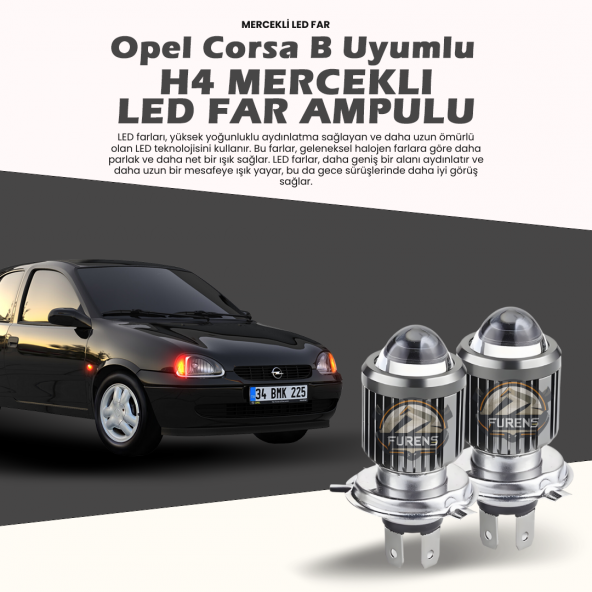 Opel Corsa B Uyumlu Mercek Led Xenon Uzun - Kısa Çift Renk Şimşek Etkili ürün görseli 1