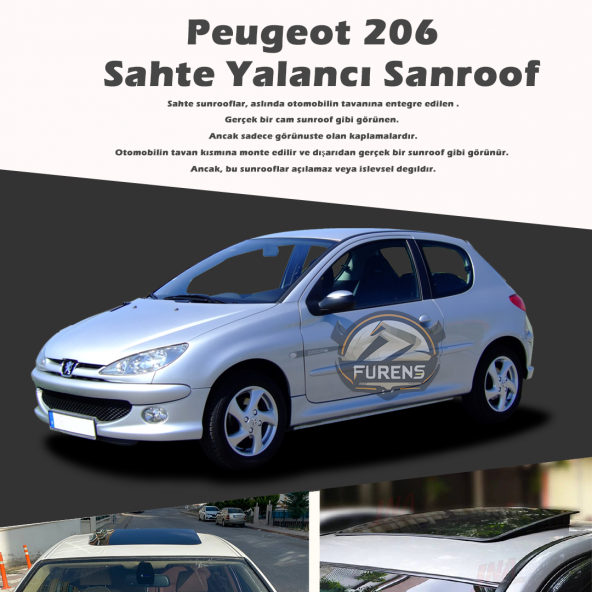 Peugeot 206 Parlak Siyah Yalancı Çakma Sahte Sunroof ürün görseli 1
