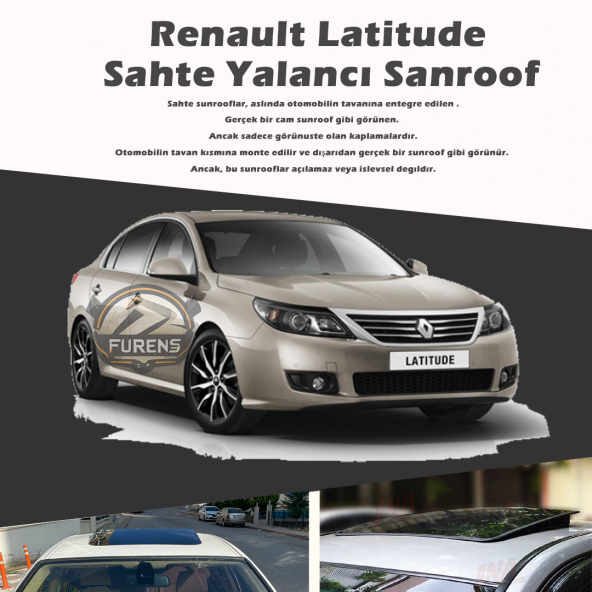 Renault Latitude Parlak Siyah Yalancı Çakma Sahte Sunroof ürün görseli 1