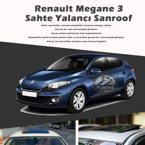 Renault Megane 3 Parlak Siyah Yalancı Çakma Sahte Sunroof ürün görseli 1