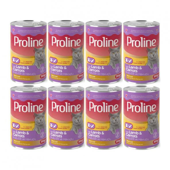 Proline Kuzu Etli ve Havuçlu Pate Et Parçalı Kedi Konservesi 395 Gr*8 Adet ürün görseli 1