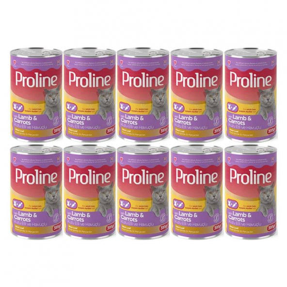 Proline Kuzu Etli ve Havuçlu Pate Et Parçalı Kedi Konservesi 395 Gr*10 Adet ürün görseli 1