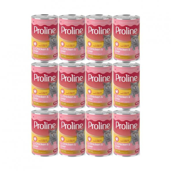 Proline Tavuklu ve Ciğerli Yetişkin Kedi Konservesi 395 Gr*12 Adet ürün görseli 1