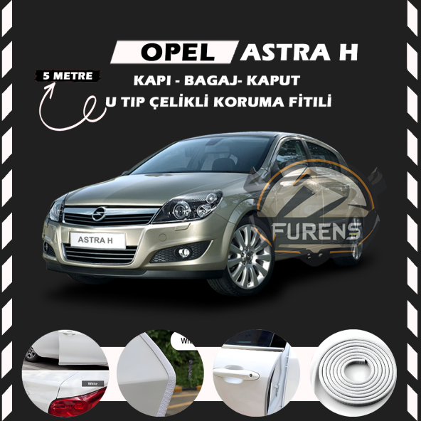 Opel Astra H Oto Araç Kapı Koruma Fitili 5metre Parlak Beyaz Renk ürün görseli 1