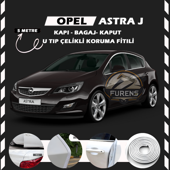 Opel Astra J Oto Araç Kapı Koruma Fitili 5metre Parlak Beyaz Renk ürün görseli 1