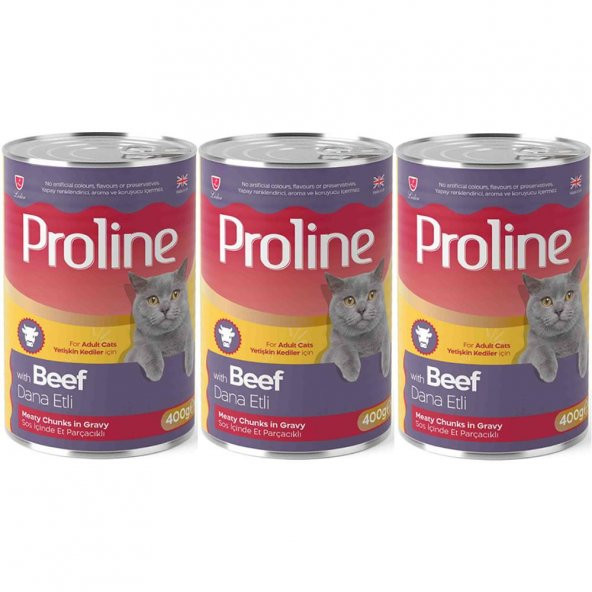 Proline Dana Etli Yetişkin Kedi Konservesi 400 Gr*3 Adet ürün görseli 1
